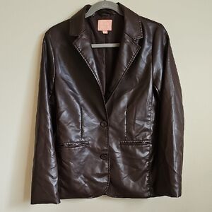Être Aimé Dark Brown Faux Leather Blazer